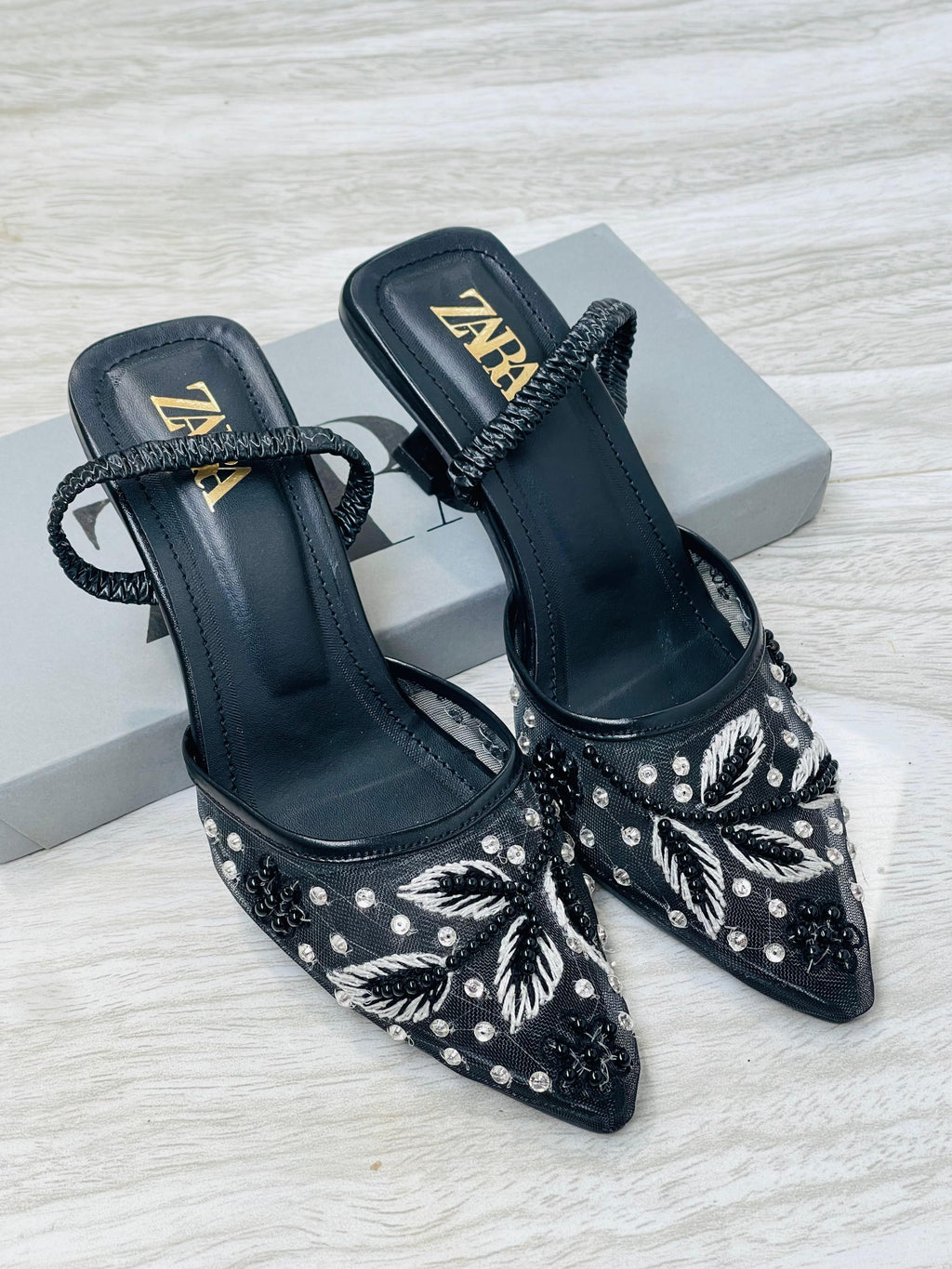 ZARA EMBROIDERY HEELS